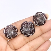 27.45 Carat Blue Tourmaline 20-17.5mm Carved Fancy Shape AA Grade Matched Gemstone Carvings Set - Total 3 Pcs.