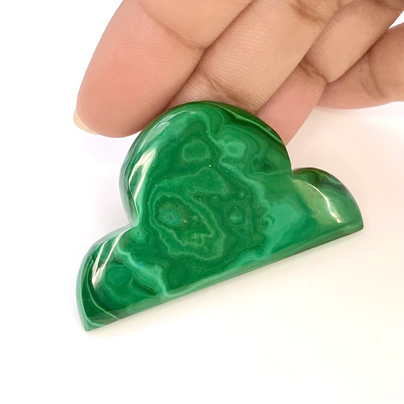 91.10 Carat Malachite 52x30 Carved Fancy Shape AA Grade Loose Gemstone Carving - Total 1 Pc.
