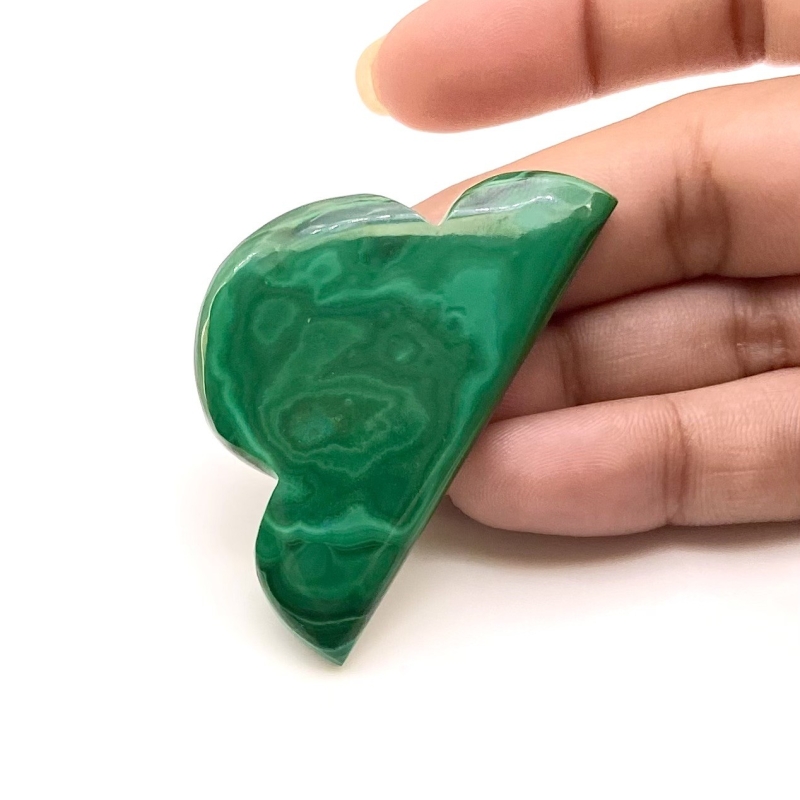 91.10 Carat Malachite 52x30 Carved Fancy Shape AA Grade Loose Gemstone Carving - Total 1 Pc.