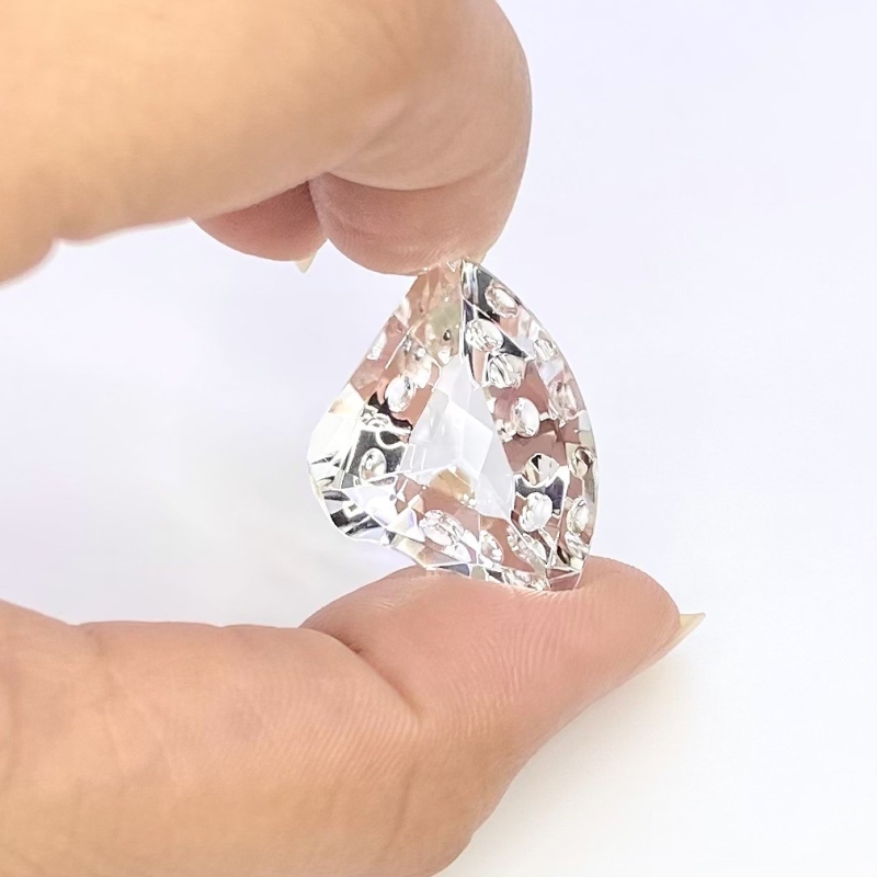 21.80 Cts. Crystal Quartz 24x18mm Carved Fancy Shape AAA Grade Loose Gemstone Carving - Total 1 Pc.
