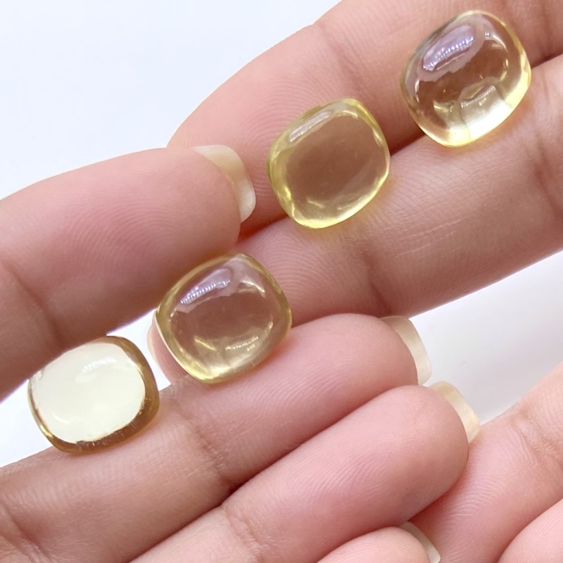  24.60 Cts. Lemon Quartz 12x10mm Smooth Cushion Shape AA Grade Loose Gemstone Beads Lot - Total 4 Pcs.