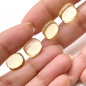  24.60 Cts. Lemon Quartz 12x10mm Smooth Cushion Shape AA Grade Loose Gemstone Beads Lot - Total 4 Pcs.