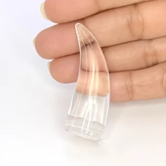 81.50 Cts. Crystal Quartz 46mm Smooth Horn Shape AAA Grade Loose Gemstone Carving - Total 1 Pc.