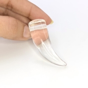 89.45 Cts. Crystal Quartz 46.5mm Smooth Horn Shape AAA Grade Loose Gemstone Carving - Total 1 Pc.