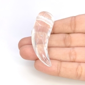89.45 Cts. Crystal Quartz 46.5mm Smooth Horn Shape AAA Grade Loose Gemstone Carving - Total 1 Pc.