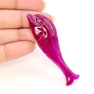 80.55 Cts. Ruby 62x17mm Carved Fish Shape AA Grade Loose Gemstone Carving - Total 1 Pc.