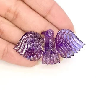 31.55 Cts. Iolite 46x23mm Carved Eagle Shape AA+ Grade Loose Gemstone Carving - Total 1 Pc.