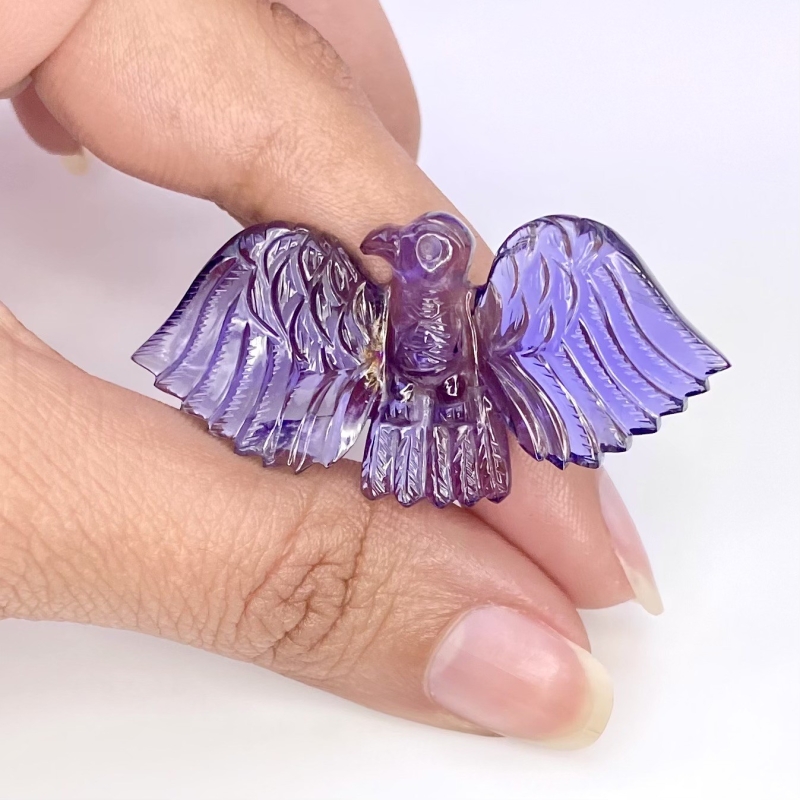 31.55 Cts. Iolite 46x23mm Carved Eagle Shape AA+ Grade Loose Gemstone Carving - Total 1 Pc.
