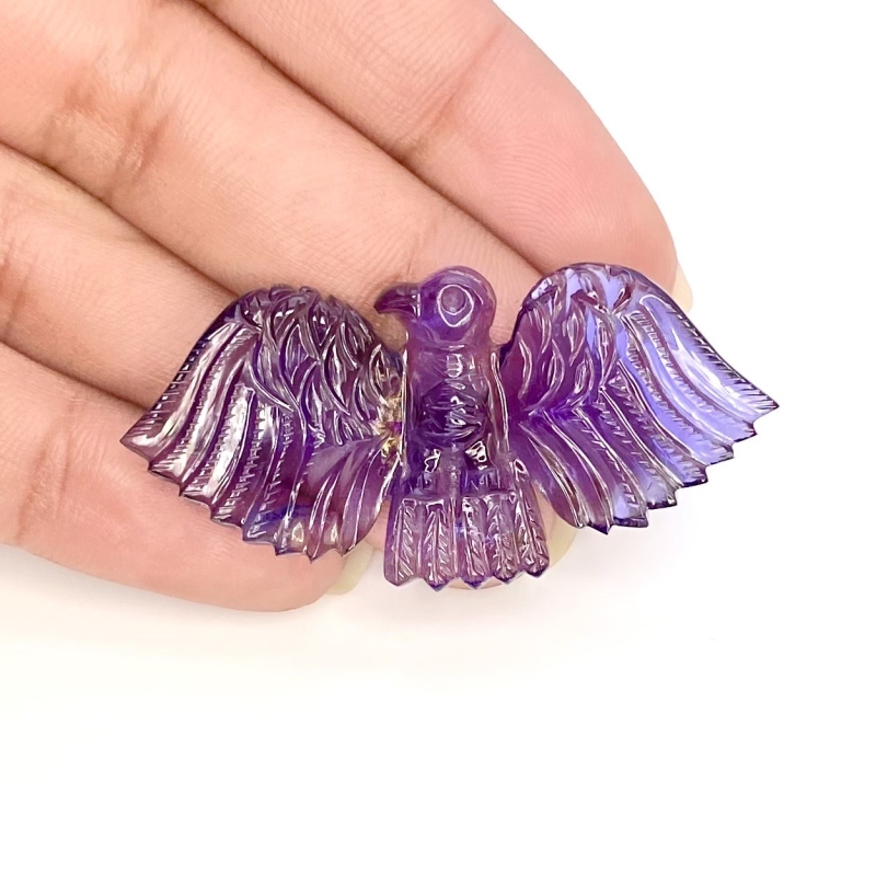 31.55 Cts. Iolite 46x23mm Carved Eagle Shape AA+ Grade Loose Gemstone Carving - Total 1 Pc.