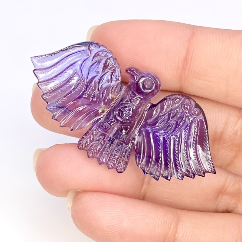31.55 Cts. Iolite 46x23mm Carved Eagle Shape AA+ Grade Loose Gemstone Carving - Total 1 Pc.