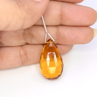  32.65 Carat Hydro Citrine 27x16mm Briolette Pear Shape AAA Grade Loose Gemstone Bead - Total 1 Pc.
