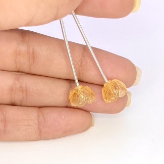 Citrine Carved Fancy Shape AA Grade Gemstone Carving Pair - 10mm - 2 Pc. - 11.90 Cts.