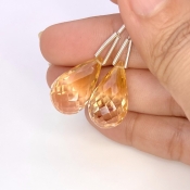  41.65 Cts. Citrine 21mm Briolette Drop Shape AA Grade Matched Gemstone Beads Pair - Total 2 Pcs.