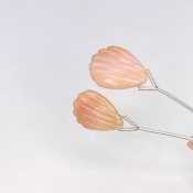 18 Cts. Pink Opal 17-18.5mm Carved Pear Shape AA Grade Matched Gemstone Carvings Pair - Total 2 Pcs.