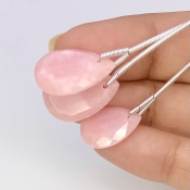  23.90 Cts. Pink Opal 15.5-19mm Faceted Pear Shape AA+ Grade Matched Gemstone Beads Set - Total 3 Pcs.