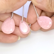  23.90 Cts. Pink Opal 15.5-19mm Faceted Pear Shape AA+ Grade Matched Gemstone Beads Set - Total 3 Pcs.