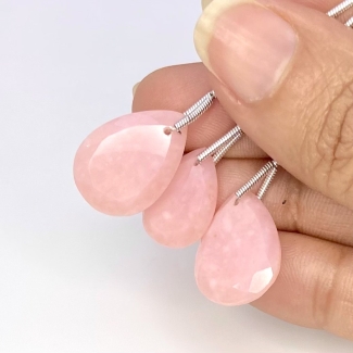  23.90 Cts. Pink Opal 15.5-19mm Faceted Pear Shape AA+ Grade Matched Gemstone Beads Set - Total 3 Pcs.