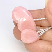  23.90 Cts. Pink Opal 15.5-19mm Faceted Pear Shape AA+ Grade Matched Gemstone Beads Set - Total 3 Pcs.