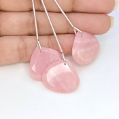  36.50 Cts. Pink Opal 19mm Faceted Heart Shape AA+ Grade Matched Gemstone Beads Set - Total 3 Pcs.