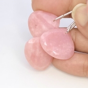  36.50 Cts. Pink Opal 19mm Faceted Heart Shape AA+ Grade Matched Gemstone Beads Set - Total 3 Pcs.