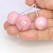  87.80 Cts. Pink Opal 16-18.5mm Faceted Round Shape AA+ Grade Matched Gemstone Beads Set - Total 3 Pcs.