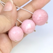  87.80 Cts. Pink Opal 16-18.5mm Faceted Round Shape AA+ Grade Matched Gemstone Beads Set - Total 3 Pcs.