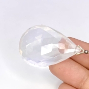  76.45 Carat Ice Quartz 37mm Briolette Pear Shape AA Grade Loose Gemstone Bead - Total 1 Pc.