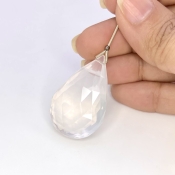  76.45 Carat Ice Quartz 37mm Briolette Pear Shape AA Grade Loose Gemstone Bead - Total 1 Pc.