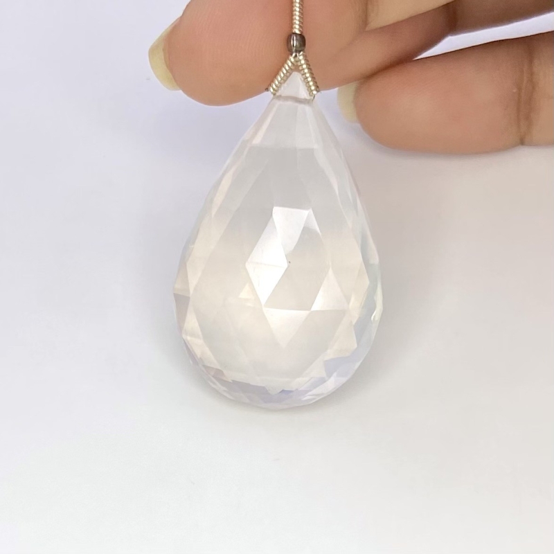  76.45 Carat Ice Quartz 37mm Briolette Pear Shape AA Grade Loose Gemstone Bead - Total 1 Pc.