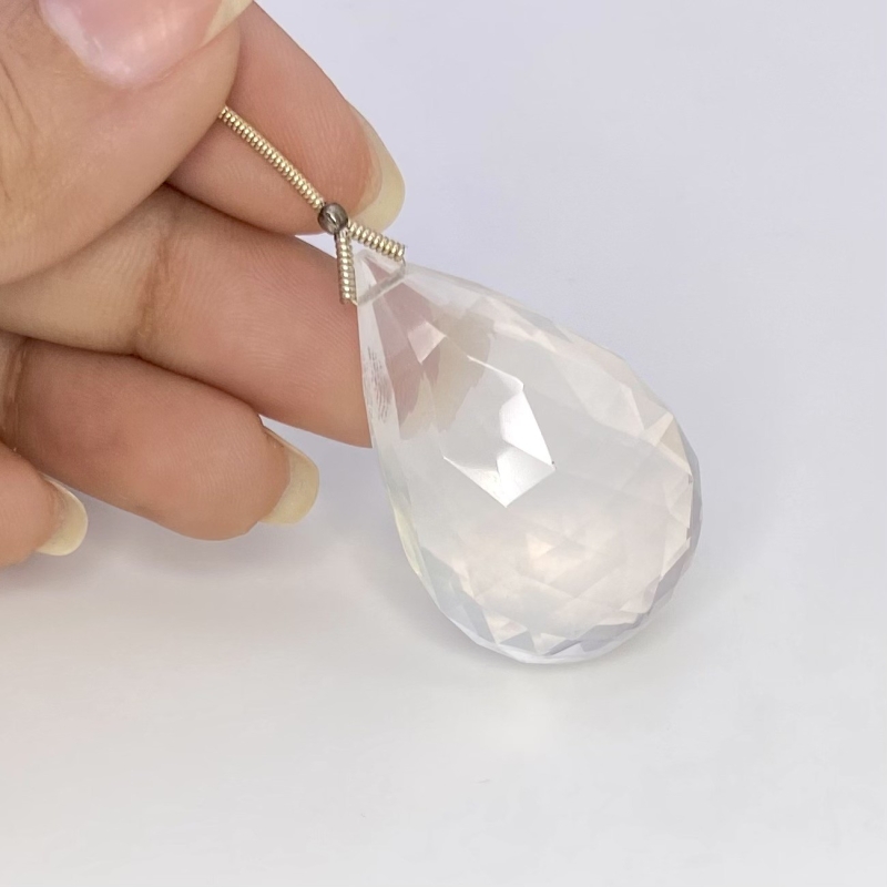  76.45 Carat Ice Quartz 37mm Briolette Pear Shape AA Grade Loose Gemstone Bead - Total 1 Pc.