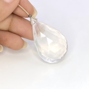  76.45 Carat Ice Quartz 37mm Briolette Pear Shape AA Grade Loose Gemstone Bead - Total 1 Pc.