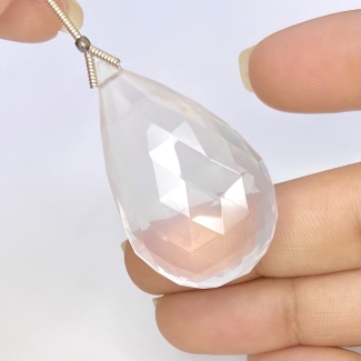  76.45 Carat Ice Quartz 37mm Briolette Pear Shape AA Grade Loose Gemstone Bead - Total 1 Pc.