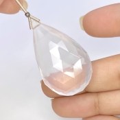  76.45 Carat Ice Quartz 37mm Briolette Pear Shape AA Grade Loose Gemstone Bead - Total 1 Pc.