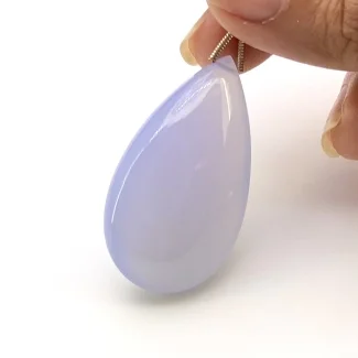 Blue Chalcedony 40.5mm Smooth Pear Shape AAA Grade Loose Gemstone Bead - Total 1 Pc. of 