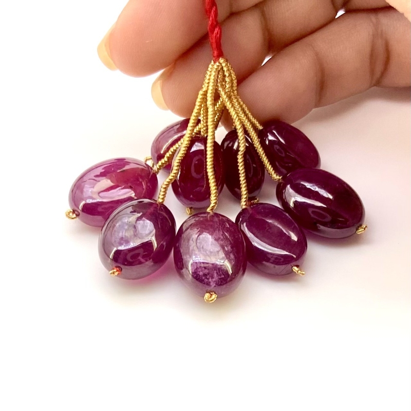  157.1 Carat Ruby 13-18mm Smooth Oval Shape A Grade Matched Gemstone Beads Set - Total 3 Pcs.
