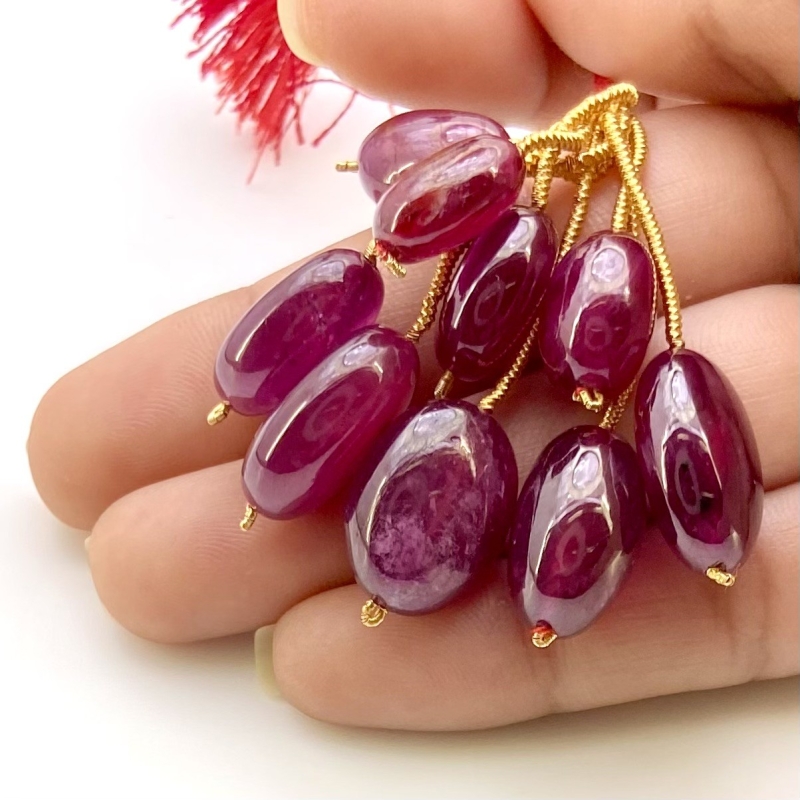  157.1 Carat Ruby 13-18mm Smooth Oval Shape A Grade Matched Gemstone Beads Set - Total 3 Pcs.