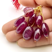  157.1 Carat Ruby 13-18mm Smooth Oval Shape A Grade Matched Gemstone Beads Set - Total 3 Pcs.