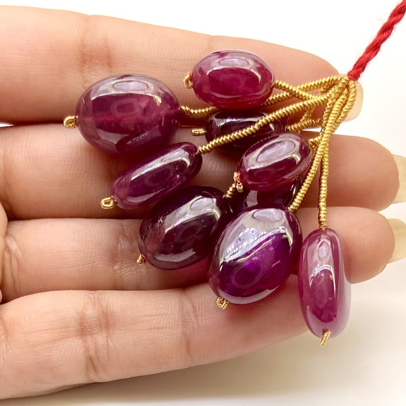  157.1 Carat Ruby 13-18mm Smooth Oval Shape A Grade Matched Gemstone Beads Set - Total 3 Pcs.