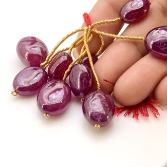  157.1 Carat Ruby 13-18mm Smooth Oval Shape A Grade Matched Gemstone Beads Set - Total 3 Pcs.