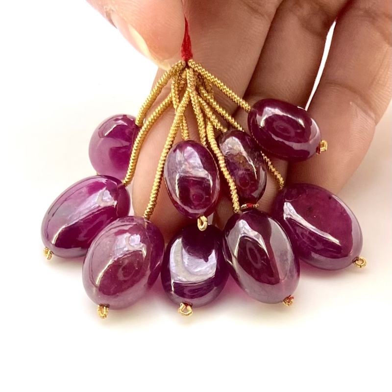  157.1 Carat Ruby 13-18mm Smooth Oval Shape A Grade Matched Gemstone Beads Set - Total 3 Pcs.