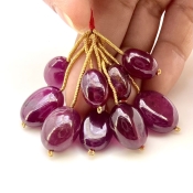  157.1 Carat Ruby 13-18mm Smooth Oval Shape A Grade Matched Gemstone Beads Set - Total 3 Pcs.