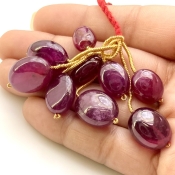  157.1 Carat Ruby 13-18mm Smooth Oval Shape A Grade Matched Gemstone Beads Set - Total 3 Pcs.