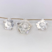  68.85 Carat Crystal Quartz 16-22mm Briolette Fancy Shape AAA Grade Matched Gemstone Beads Set - Total 3 Pcs.