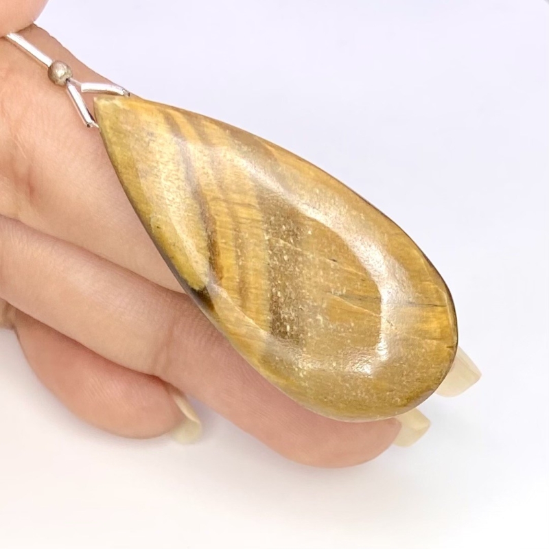  42.7 Carat Tiger Eye 40x18mm  Pear Shape A Grade Loose Gemstone Bead - Total 1 Pc.