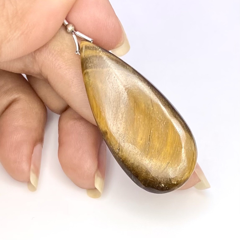  42.7 Carat Tiger Eye 40x18mm  Pear Shape A Grade Loose Gemstone Bead - Total 1 Pc.