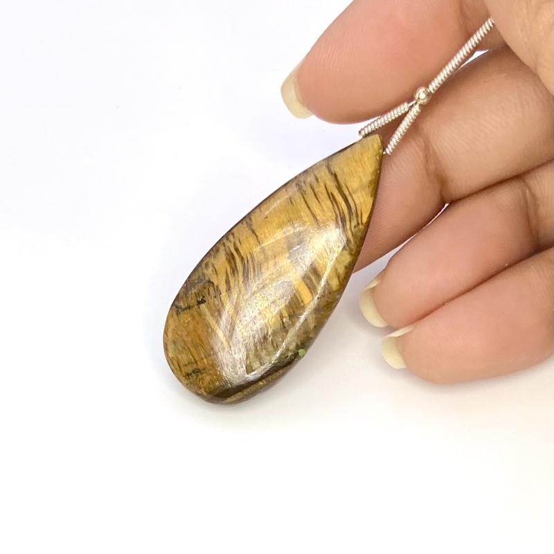  44.5 Carat Tiger Eye 40x18mm  Pear Shape A Grade Loose Gemstone Bead - Total 1 Pc.