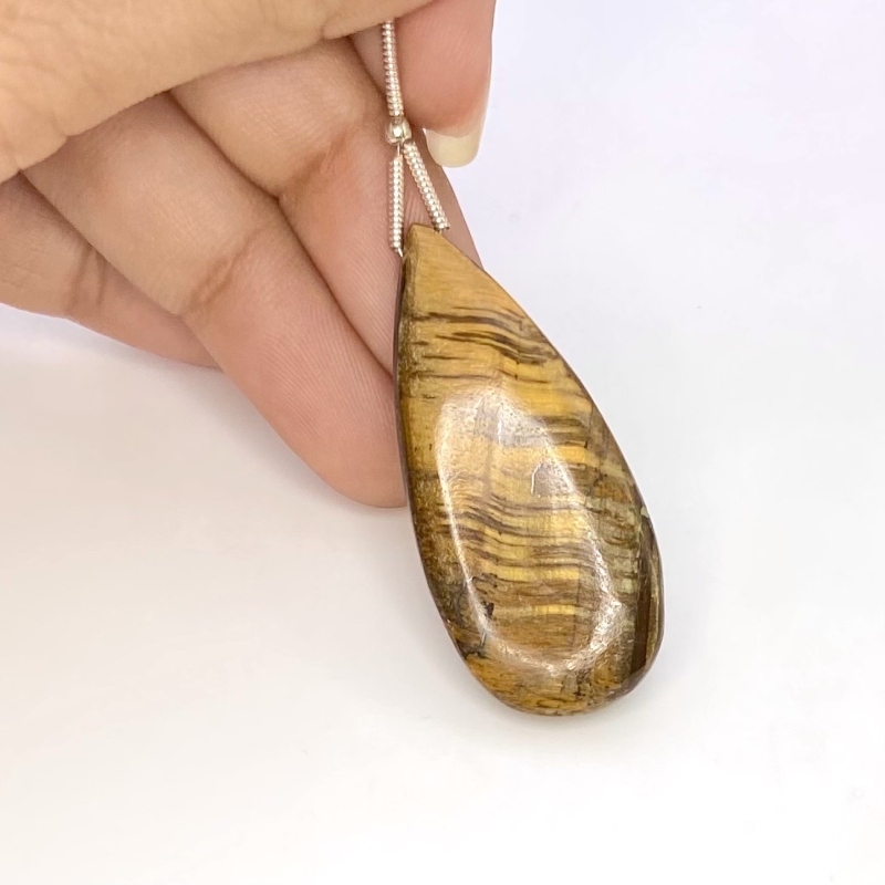  44.5 Carat Tiger Eye 40x18mm  Pear Shape A Grade Loose Gemstone Bead - Total 1 Pc.