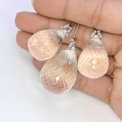  207.10 Carat Feldspar 26-32mm  Drop Shape AA Grade Matched Gemstone Beads Set - Total 3 Pcs.