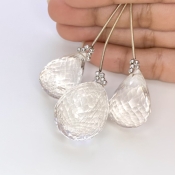  207.10 Carat Feldspar 26-32mm  Drop Shape AA Grade Matched Gemstone Beads Set - Total 3 Pcs.