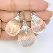  207.10 Carat Feldspar 26-32mm  Drop Shape AA Grade Matched Gemstone Beads Set - Total 3 Pcs.